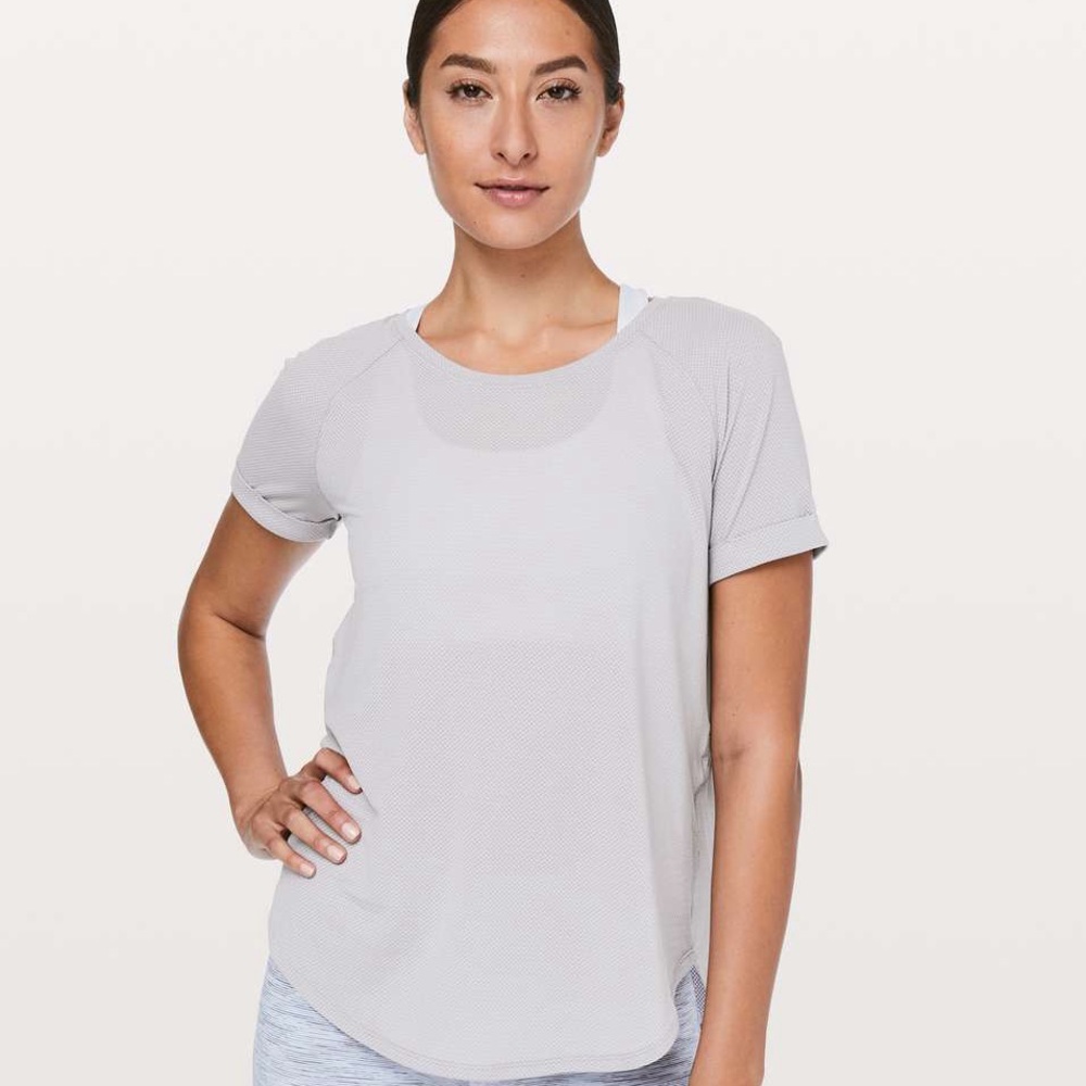 Lululemon Open Up Tie Back Tee - Heathered Lavender Gray